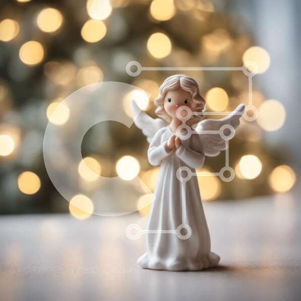 Intra Συλλεκτικό Ξύλινο Παζλ Plywood  4mm - Ειδώλιο αγγέλου με χριστουγεννιάτικα στολίδια Σε Ξύλινο Κουτί - Διαστάσεις: 10x10 cm – 25 κομμάτια