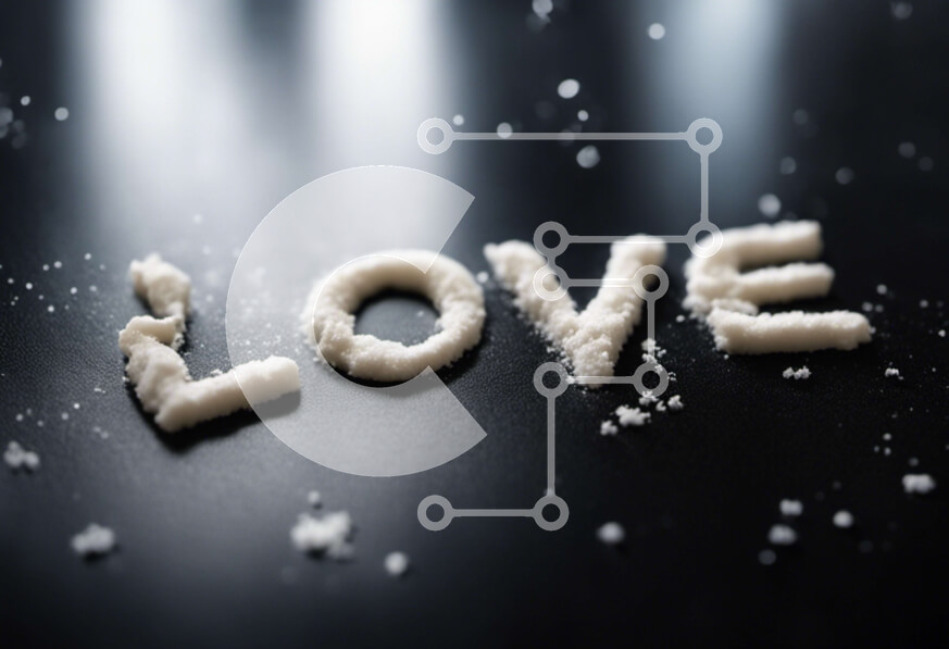 Intra Συλλεκτικό Ξύλινο Παζλ Plywood  4mm - Αγάπη γραμμένη σε ζάχαρη σε μαύρο φόντο Σε Ξύλινο Κουτί - Διαστάσεις Puzzle: 10x10 cm – 25 κομμάτια