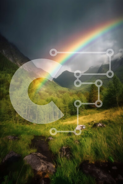 Σετ των 2 Intra Συλλεκτικό Ξύλινο Παζλ Plywood  4mm - Εκπληκτική εικόνα ενός ουράνιου τόξου πάνω από μια καταπράσινη κοιλάδα Σε Ξύλινο Κουτί - Διαστάσεις: 10x10 cm – 25 κομμάτια