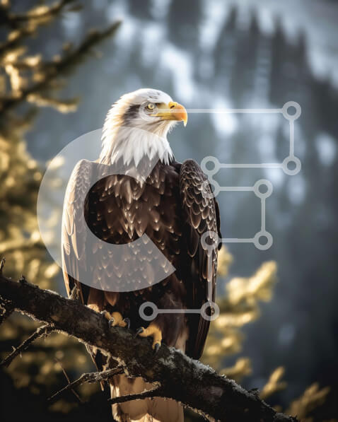 Σετ των 2 Intra Συλλεκτικό Ξύλινο Παζλ Plywood  4mm - Εκπληκτική εικόνα ενός φαλακρού αετού με ανοιχτά φτερά Σε Ξύλινο Κουτί - Διαστάσεις: 10x10 cm – 25 κομμάτια