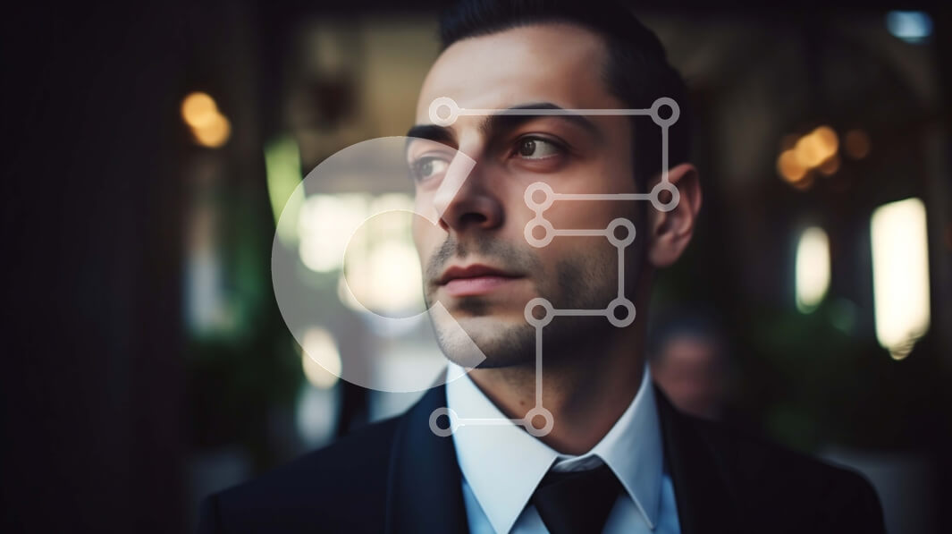 Intra Συλλεκτικό Ξύλινο Παζλ Plywood  4mm - Σοβαρός επιχειρηματίας με μαύρο κοστούμι που κοιτάζει την απόσταση Σε Ξύλινο Κουτί - Διαστάσεις Puzzle: 10x10 cm – 25 κομμάτια