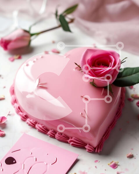 Σετ των 2 Intra Συλλεκτικό Ξύλινο Παζλ Plywood  4mm - Τούρτα Αγίου Βαλεντίνου σε σχήμα καρδιάς με τριαντάφυλλα και κάρτες Σε Ξύλινο Κουτί - Διαστάσεις: 10x10 cm – 25 κομμάτια