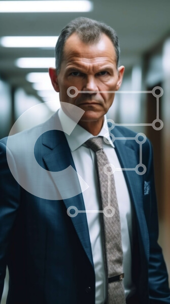 Intra Συλλεκτικό Ξύλινο Παζλ Plywood  4mm - Σοβαρός επιχειρηματίας στο διάδρομο - Φωτογραφία Αρχείου Σε Ξύλινο Κουτί - Διαστάσεις Puzzle: 10x10 cm – 25 κομμάτια