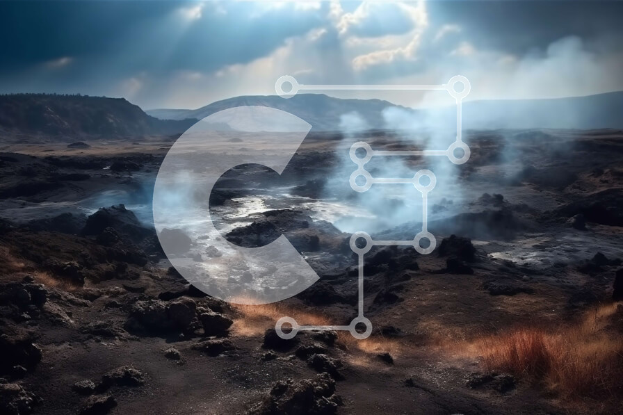 Intra Συλλεκτικό Ξύλινο Παζλ Plywood  4mm - Εκπληκτική θέα ενός ηφαιστειακού τοπίου με καπνό και σύννεφα Σε Ξύλινο Κουτί - Διαστάσεις: 10x10 cm – 25 κομμάτια