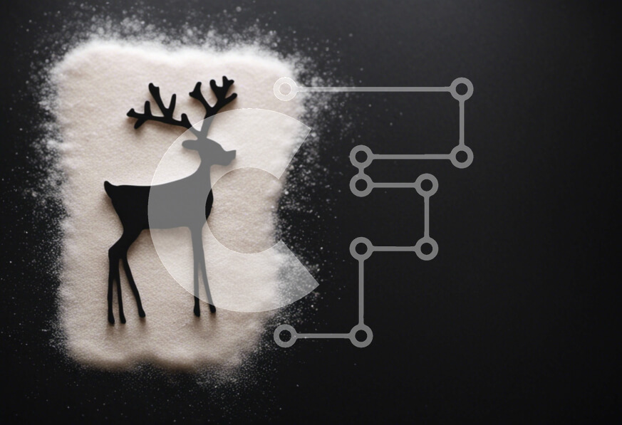 Intra Συλλεκτικό Ξύλινο Παζλ Plywood  4mm - Στολίδι με σιλουέτα ελαφιού σε μαύρο φόντο Σε Ξύλινο Κουτί - Διαστάσεις Puzzle: 10x10 cm – 25 κομμάτια