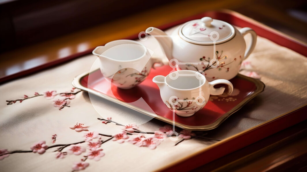 Σετ των 2 Intra Συλλεκτικό Ξύλινο Παζλ Plywood  4mm - Δίσκος για τσάι και καφέ με λουλουδάτα σχέδια Σε Ξύλινο Κουτί - Διαστάσεις: 10x10 cm – 25 κομμάτια