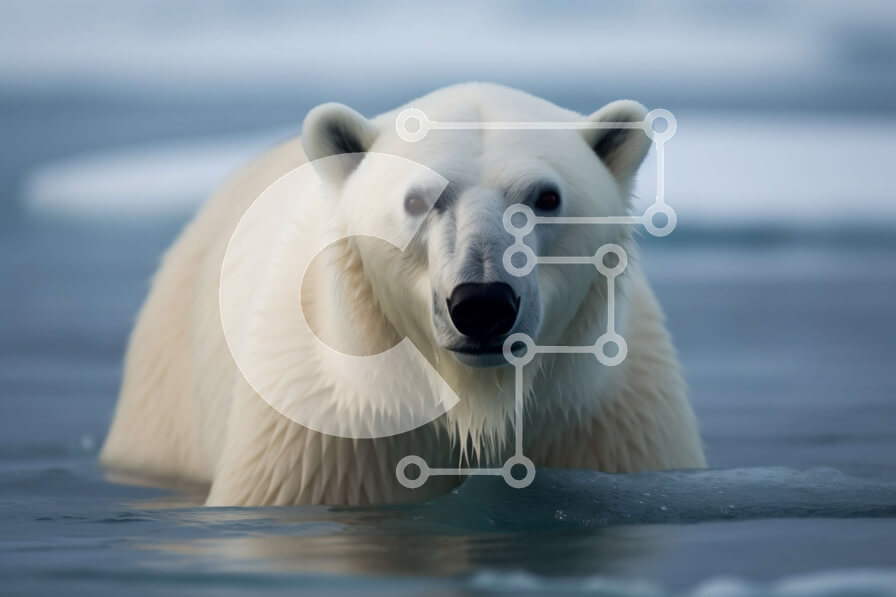 Σετ των 2 Intra Συλλεκτικό Ξύλινο Παζλ Plywood  4mm - Όμορφη εικόνα μιας πολικής αρκούδας στον ωκεανό Σε Ξύλινο Κουτί - Διαστάσεις: 10x10 cm – 25 κομμάτια