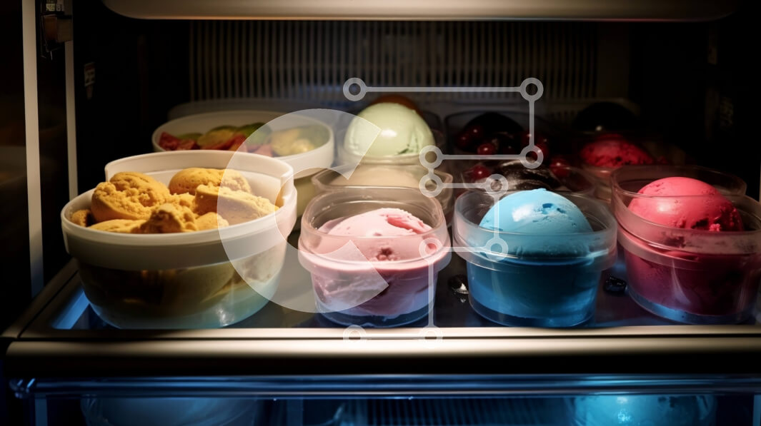 Σετ των 2 Intra Συλλεκτικό Ξύλινο Παζλ Plywood  4mm - Φλιτζάνια παγωτού σε ένα ψυγείο - Φωτογραφία Αρχείου Σε Ξύλινο Κουτί - Διαστάσεις: 10x10 cm – 25 κομμάτια