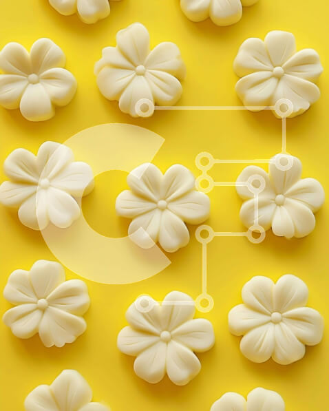 Σετ των 2 Intra Συλλεκτικό Ξύλινο Παζλ Plywood  4mm - Διάφορα μπισκότα φοντάν σε σχήμα λουλουδιού σε πορτοκαλί φόντο Σε Ξύλινο Κουτί - Διαστάσεις: 10x10 cm – 25 κομμάτια