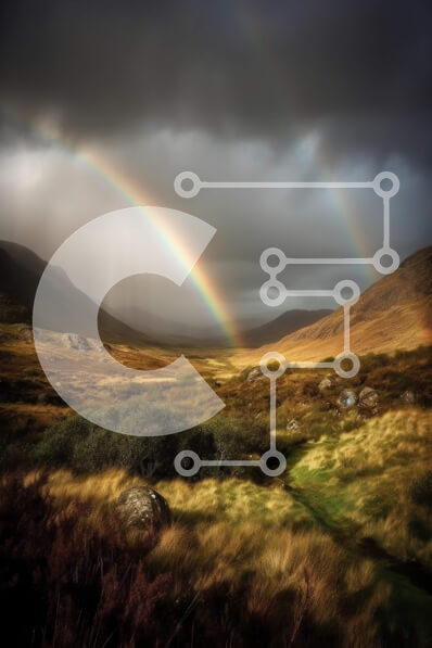 Σετ των 2 Intra Συλλεκτικό Ξύλινο Παζλ Plywood  4mm - Εκπληκτικό ουράνιο τόξο πάνω από μια καταπράσινη κοιλάδα με βουνά στο φόντο Σε Ξύλινο Κουτί - Διαστάσεις: 10x10 cm – 25 κομμάτια