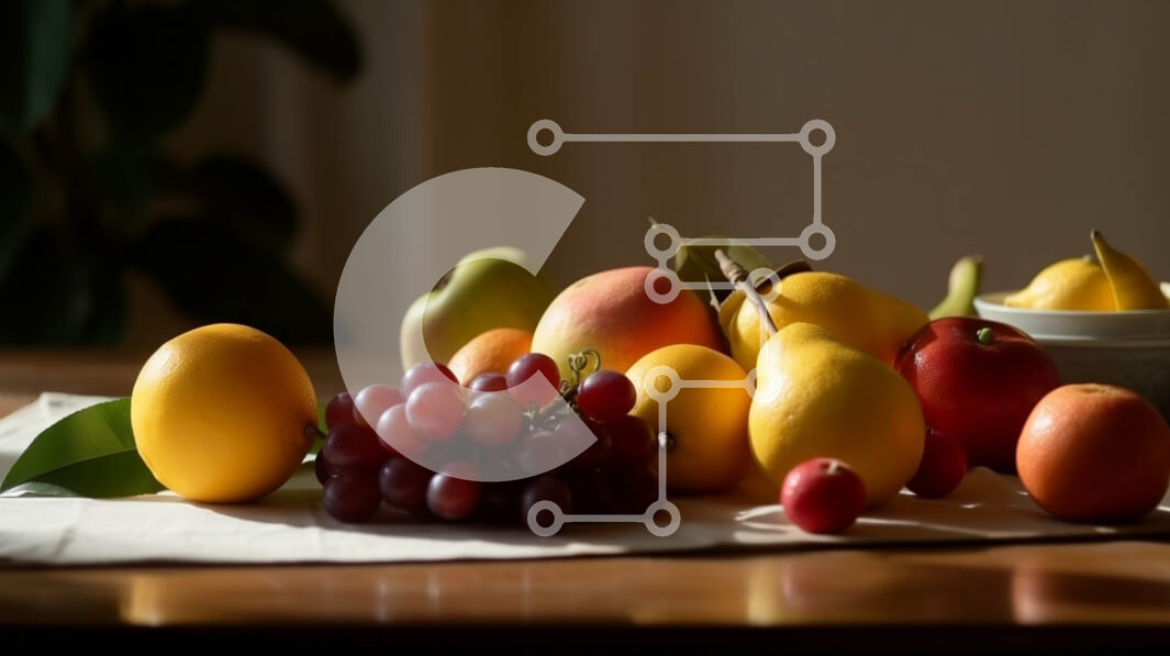 Σετ των 2 Intra Συλλεκτικό Ξύλινο Παζλ Plywood  4mm - Διάφορα φρούτα σε ένα τραπέζι Σε Ξύλινο Κουτί - Διαστάσεις: 10x10 cm – 25 κομμάτια