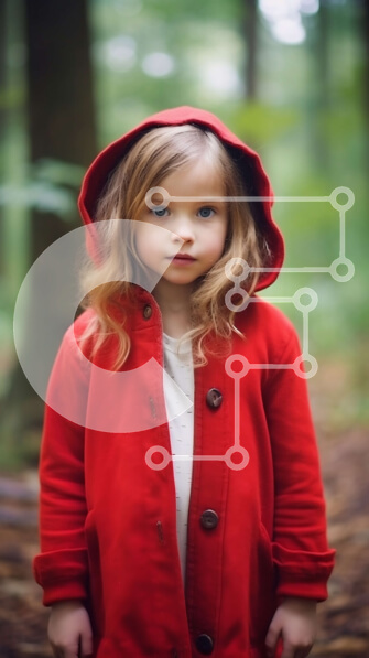 Intra Συλλεκτικό Ξύλινο Παζλ Plywood  4mm - Πορτρέτο ενός νεαρού κοριτσιού με κόκκινη κουκούλα σακάκι στο δάσος Σε Ξύλινο Κουτί - Διαστάσεις Puzzle: 10x10 cm – 25 κομμάτια