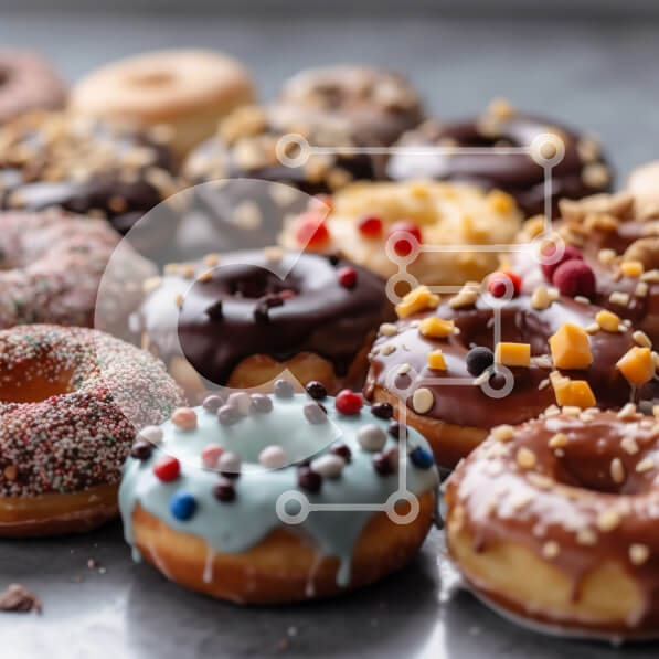 Σετ των 2 Intra Συλλεκτικό Ξύλινο Παζλ Plywood  4mm - Πιάτο με γλασαρισμένα ντόνατς με ψεκασμό και σοκολάτα Σε Ξύλινο Κουτί - Διαστάσεις: 10x10 cm – 25 κομμάτια