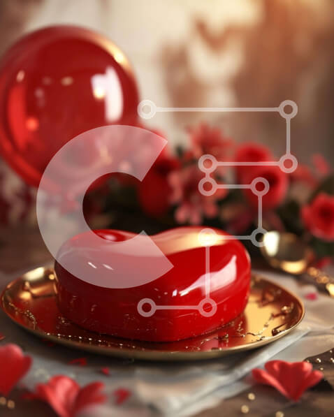 Σετ των 2 Intra Συλλεκτικό Ξύλινο Παζλ Plywood  4mm - Τούρτα σε σχήμα καρδιάς με μπαλόνια και τριαντάφυλλα Σε Ξύλινο Κουτί - Διαστάσεις: 10x10 cm – 25 κομμάτια