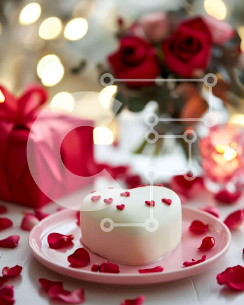 Intra Συλλεκτικό Ξύλινο Παζλ Plywood  4mm - Κέικ σε σχήμα καρδιάς με κεριά και λουλούδια σε ροζ πιάτο Σε Ξύλινο Κουτί - Διαστάσεις: 10x10 cm – 25 κομμάτια