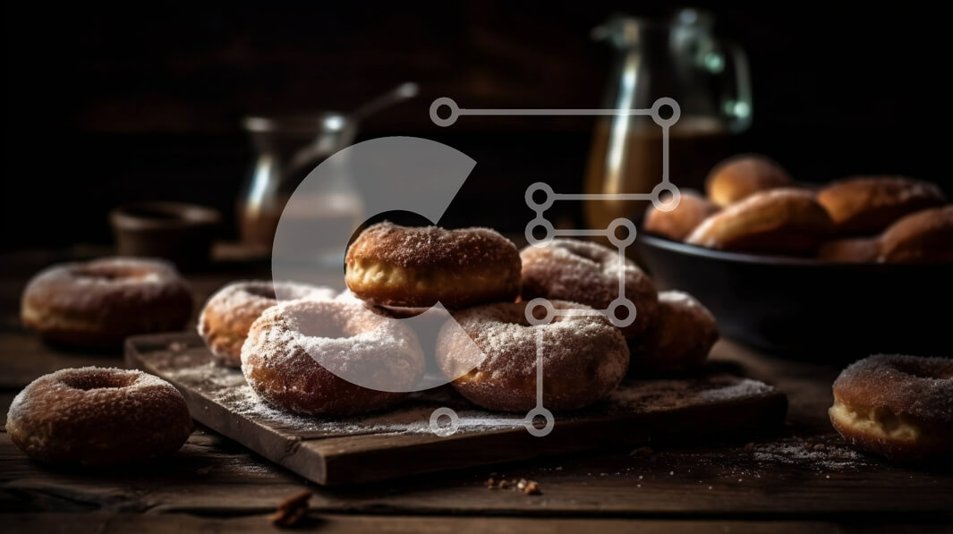 Σετ των 2 Intra Συλλεκτικό Ξύλινο Παζλ Plywood  4mm - Νόστιμα γλασέ ντόνατς με ζάχαρη άχνη και γάλα Σε Ξύλινο Κουτί - Διαστάσεις: 10x10 cm – 25 κομμάτια