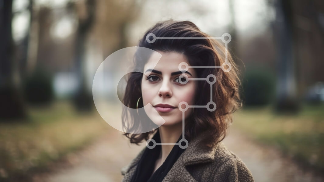 Intra Συλλεκτικό Ξύλινο Παζλ Plywood  4mm - Σοβαρή νεαρή γυναίκα με καφέ παλτό που κοιτάζει κατευθείαν την κάμερα Σε Ξύλινο Κουτί - Διαστάσεις Puzzle: 10x10 cm – 25 κομμάτια