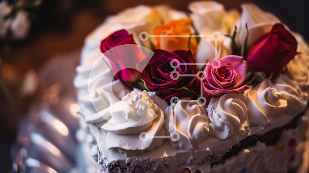 Σετ των 2 Intra Συλλεκτικό Ξύλινο Παζλ Plywood  4mm - Κέικ σε σχήμα καρδιάς με πολύχρωμα τριαντάφυλλα και σαντιγί Σε Ξύλινο Κουτί - Διαστάσεις: 10x10 cm – 25 κομμάτια