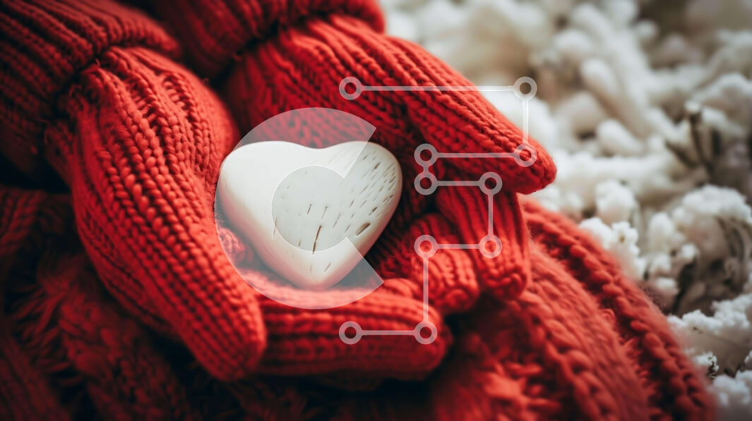 Intra Συλλεκτικό Ξύλινο Παζλ Plywood  4mm - Γιορτή του Αγίου Βαλεντίνου με κόκκινη καρδιά σε πλεκτά γάντια Σε Ξύλινο Κουτί - Διαστάσεις: 10x10 cm – 25 κομμάτια