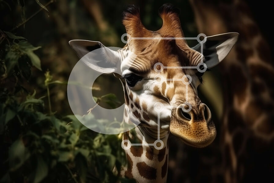 Σετ των 2 Intra Συλλεκτικό Ξύλινο Παζλ Plywood  4mm - Όμορφη εικόνα μιας καμηλοπάρδαλης στο φυσικό της περιβάλλον Σε Ξύλινο Κουτί - Διαστάσεις: 10x10 cm – 25 κομμάτια