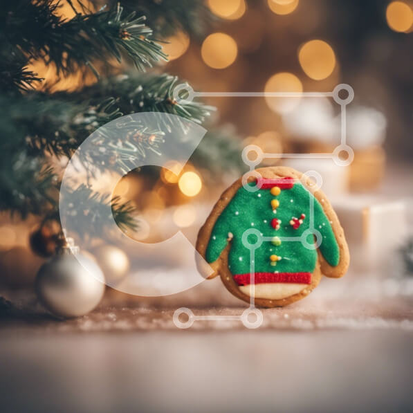 Intra Συλλεκτικό Ξύλινο Παζλ Plywood  4mm - Άσχημο μπισκότο πουλόβερ στο χριστουγεννιάτικο δέντρο Σε Ξύλινο Κουτί - Διαστάσεις: 10x10 cm – 25 κομμάτια