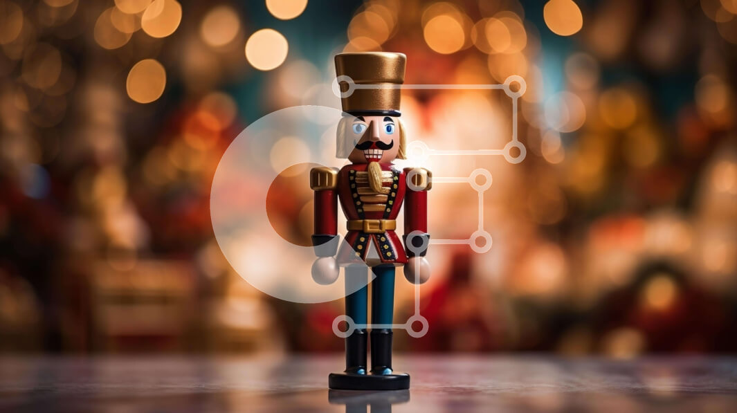 Intra Συλλεκτικό Ξύλινο Παζλ Plywood  4mm - Εορταστικό ειδώλιο Καρυοθραύστη σε φωτισμένο φόντο Σε Ξύλινο Κουτί - Διαστάσεις: 10x10 cm – 25 κομμάτια