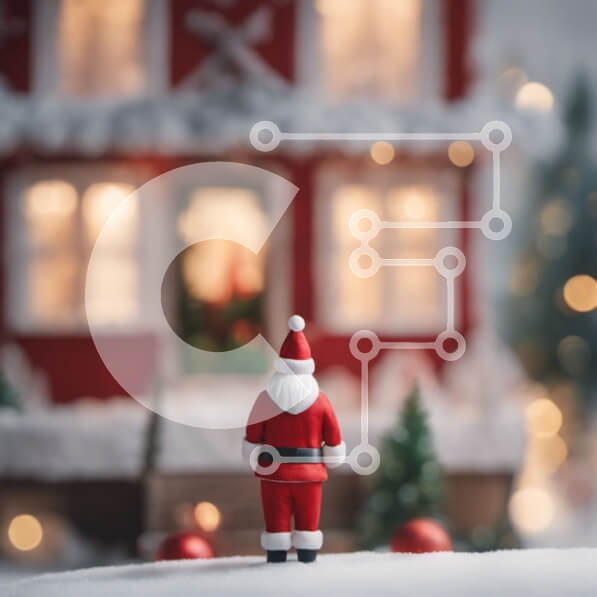 Intra Συλλεκτικό Ξύλινο Παζλ Plywood  4mm - Εορταστικό παιχνίδι Άγιος Βασίλης μπροστά από το διακοσμημένο κόκκινο σπίτι Σε Ξύλινο Κουτί - Διαστάσεις: 10x10 cm – 25 κομμάτια