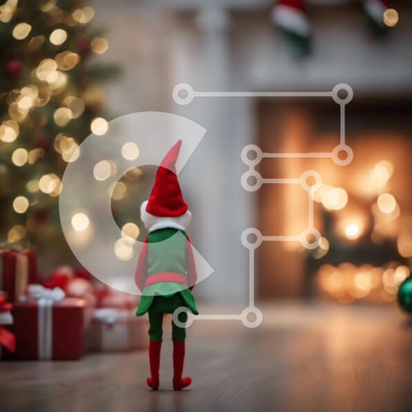 Intra Συλλεκτικό Ξύλινο Παζλ Plywood  4mm - Ξωτικό μπροστά στο τζάκι με δώρα και διακοσμητικά Σε Ξύλινο Κουτί - Διαστάσεις: 10x10 cm – 25 κομμάτια