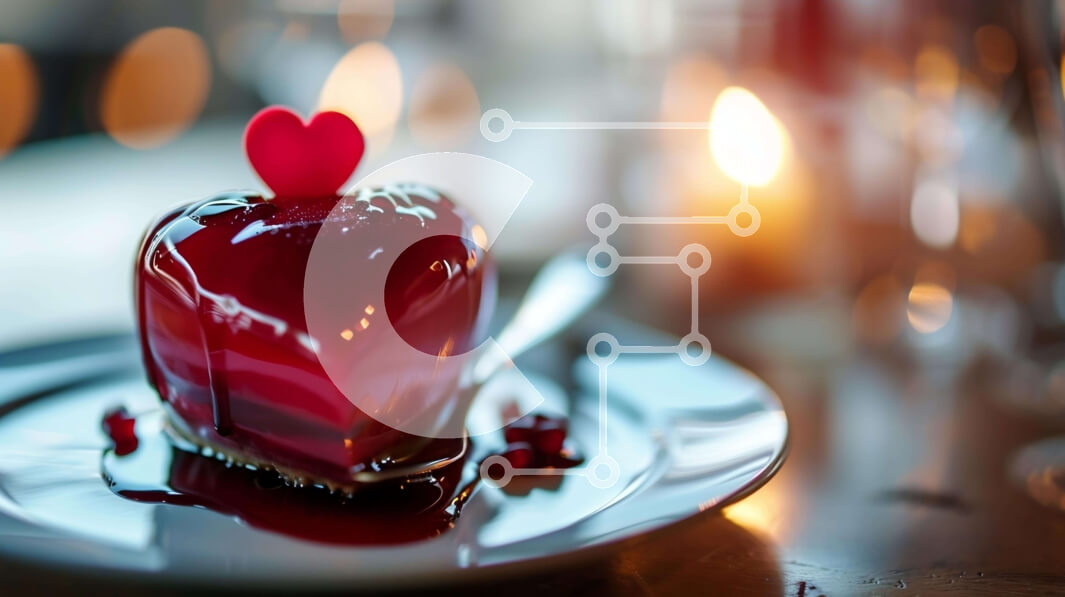 Σετ των 2 Intra Συλλεκτικό Ξύλινο Παζλ Plywood  4mm - Ρομαντικό κέικ σε σχήμα καρδιάς σε λευκό πιάτο Σε Ξύλινο Κουτί - Διαστάσεις: 10x10 cm – 25 κομμάτια