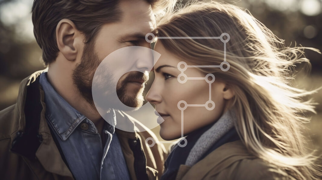 Intra Συλλεκτικό Ξύλινο Παζλ Plywood  4mm - Σοβαρό ζευγάρι σε ένα χωράφι με ζεστό φως του ήλιου Σε Ξύλινο Κουτί - Διαστάσεις Puzzle: 10x10 cm – 25 κομμάτια