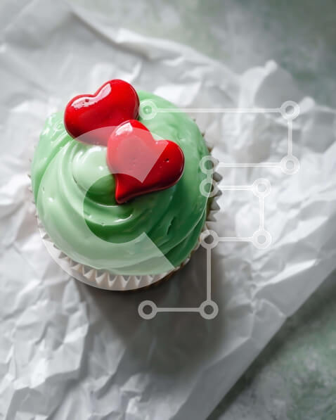 Σετ των 2 Intra Συλλεκτικό Ξύλινο Παζλ Plywood  4mm - Πολύχρωμο Cupcake με Καρδιά Toppers Σε Ξύλινο Κουτί - Διαστάσεις: 10x10 cm – 25 κομμάτια