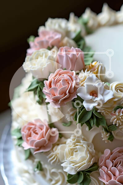 Σετ των 2 Intra Συλλεκτικό Ξύλινο Παζλ Plywood  4mm - Κομψή λευκή τούρτα με ροζ και λευκά λουλούδια Σε Ξύλινο Κουτί - Διαστάσεις: 10x10 cm – 25 κομμάτια