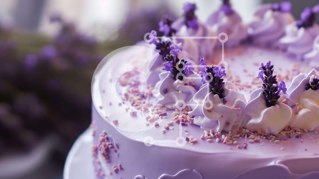 Σετ των 2 Intra Συλλεκτικό Ξύλινο Παζλ Plywood  4mm - Μωβ κέικ με λουλούδια λεβάντας και ψεκασμούς Σε Ξύλινο Κουτί - Διαστάσεις: 10x10 cm – 25 κομμάτια