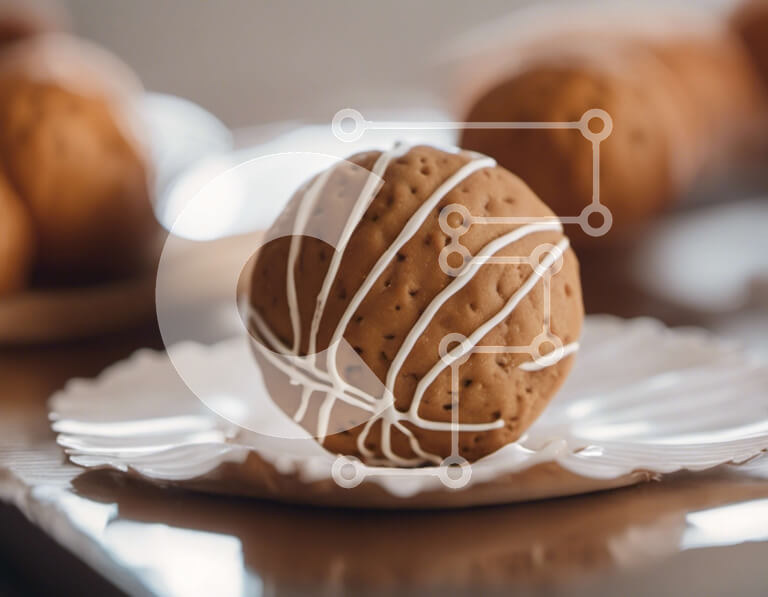 Σετ των 2 Intra Συλλεκτικό Ξύλινο Παζλ Plywood  4mm - Λευκή παγωμένη μπάλα ντόνατ σε ένα πιάτο Σε Ξύλινο Κουτί - Διαστάσεις: 10x10 cm – 25 κομμάτια