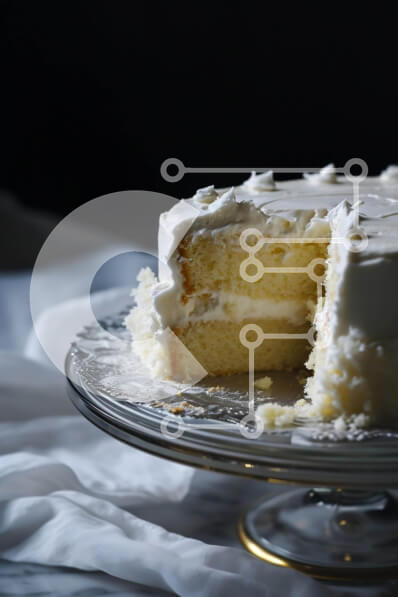 Σετ των 2 Intra Συλλεκτικό Ξύλινο Παζλ Plywood  4mm - Κομψό λευκό παγωμένο κέικ σε ασημένιο πιάτο Σε Ξύλινο Κουτί - Διαστάσεις: 10x10 cm – 25 κομμάτια