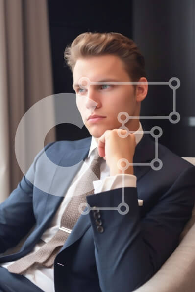 Intra Συλλεκτικό Ξύλινο Παζλ Plywood  4mm - Επιχειρηματίας που κάθεται σε μια καρέκλα και στοχάζεται Σε Ξύλινο Κουτί - Διαστάσεις Puzzle: 10x10 cm – 25 κομμάτια