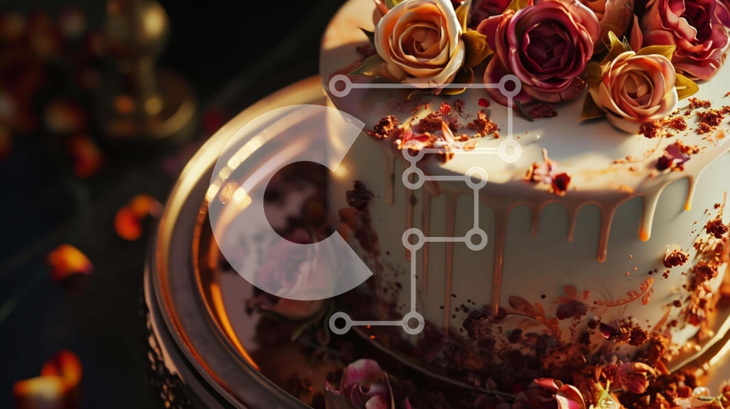 Σετ των 2 Intra Συλλεκτικό Ξύλινο Παζλ Plywood  4mm - Εορταστική τούρτα με τριαντάφυλλα και ροζ λουλούδια Σε Ξύλινο Κουτί - Διαστάσεις: 10x10 cm – 25 κομμάτια