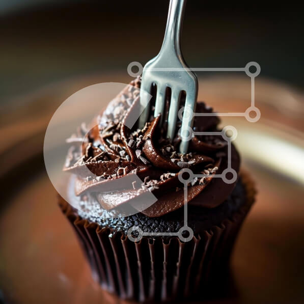 Σετ των 2 Intra Συλλεκτικό Ξύλινο Παζλ Plywood  4mm - Cupcake σοκολάτας με πιρούνι Σε Ξύλινο Κουτί - Διαστάσεις: 10x10 cm – 25 κομμάτια