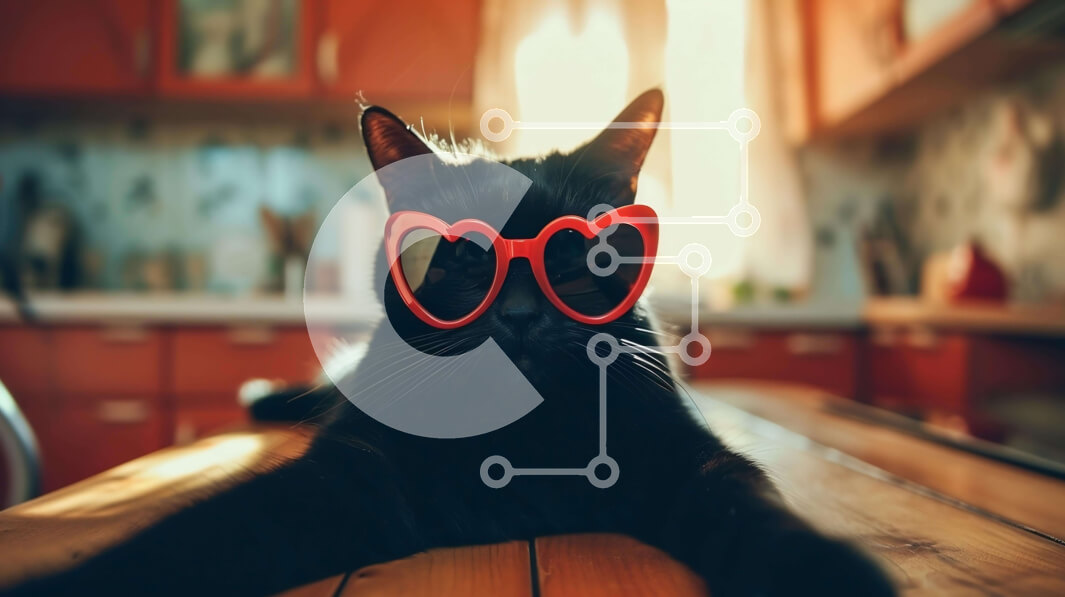 Intra Συλλεκτικό Ξύλινο Παζλ Plywood  4mm - Μαύρη γάτα φοράει γυαλιά ηλίου σε σχήμα καρδιάς και ξαπλώνει Σε Ξύλινο Κουτί - Διαστάσεις: 10x10 cm – 25 κομμάτια