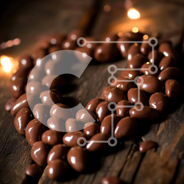 Σετ των 2 Intra Συλλεκτικό Ξύλινο Παζλ Plywood  4mm - Σοκολατένια αμύγδαλα σε σχήμα καρδιάς σε ξύλινο τραπέζι Σε Ξύλινο Κουτί - Διαστάσεις: 10x10 cm – 25 κομμάτια