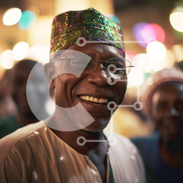 Intra Συλλεκτικό Ξύλινο Παζλ Plywood  4mm - Χαμογελαστός ηλικιωμένος σε μια πολυσύχναστη αγορά Σε Ξύλινο Κουτί - Διαστάσεις Puzzle: 10x10 cm – 25 κομμάτια