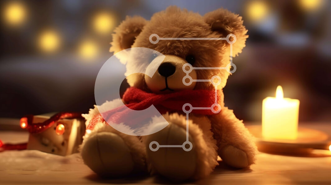 Intra Συλλεκτικό Ξύλινο Παζλ Plywood  4mm - Αρκουδάκι με γιορτινά στολίδια και κεριά Σε Ξύλινο Κουτί - Διαστάσεις: 10x10 cm – 25 κομμάτια