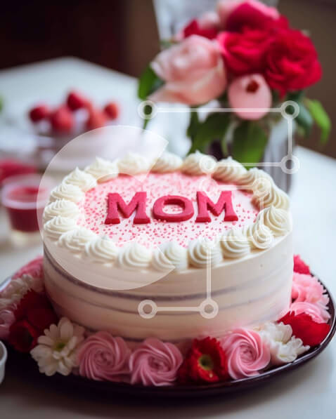 Σετ των 2 Intra Συλλεκτικό Ξύλινο Παζλ Plywood  4mm - Τούρτα για τη γιορτή της μητέρας με τη «Μαμά» γραμμένο με κόκκινο παγετό Σε Ξύλινο Κουτί - Διαστάσεις: 10x10 cm – 25 κομμάτια