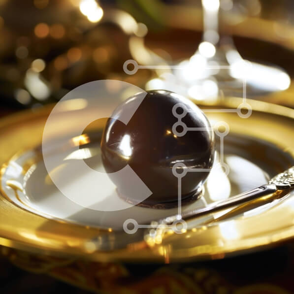 Σετ των 2 Intra Συλλεκτικό Ξύλινο Παζλ Plywood  4mm - Κομψό επιδόρπιο σοκολάτας σε χρυσό πιάτο Σε Ξύλινο Κουτί - Διαστάσεις: 10x10 cm – 25 κομμάτια