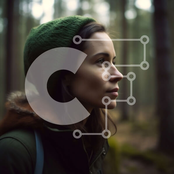 Intra Συλλεκτικό Ξύλινο Παζλ Plywood  4mm - Εκπληκτική εικόνα της γυναίκας με το πράσινο σακάκι στο δάσος Σε Ξύλινο Κουτί - Διαστάσεις: 10x10 cm – 25 κομμάτια