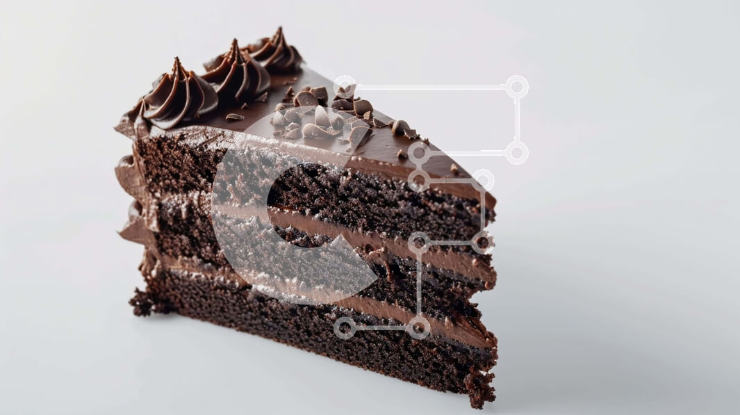 Σετ των 2 Intra Συλλεκτικό Ξύλινο Παζλ Plywood  4mm - Φέτα κέικ σοκολάτας σε άσπρο φόντο Σε Ξύλινο Κουτί - Διαστάσεις: 10x10 cm – 25 κομμάτια