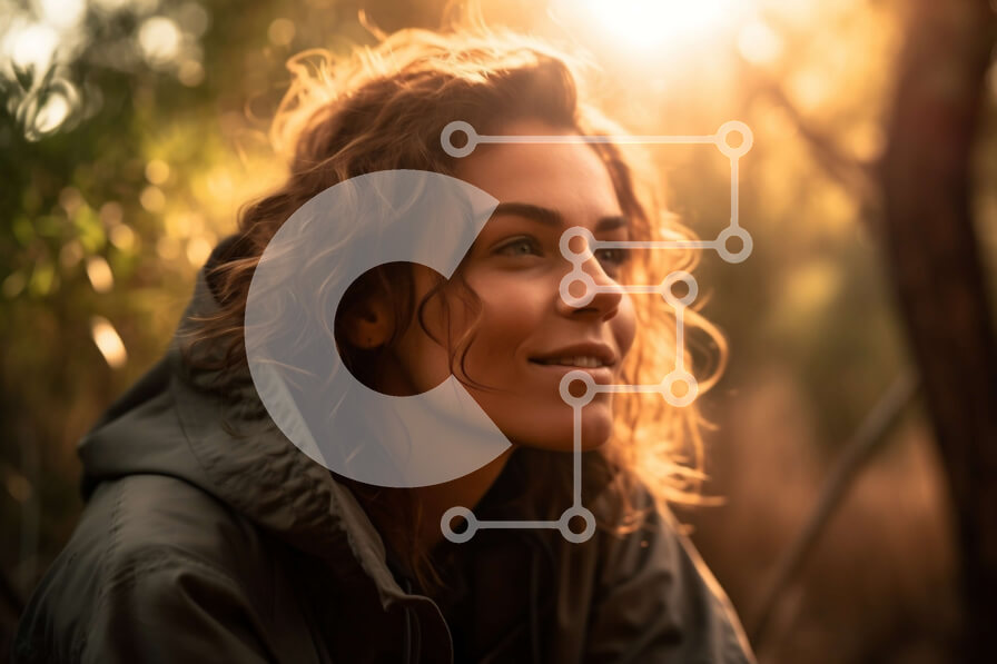 Intra Συλλεκτικό Ξύλινο Παζλ Plywood  4mm - Όμορφο ηλιοβασίλεμα στο δάσος με μια νεαρή γυναίκα Σε Ξύλινο Κουτί - Διαστάσεις: 10x10 cm – 25 κομμάτια