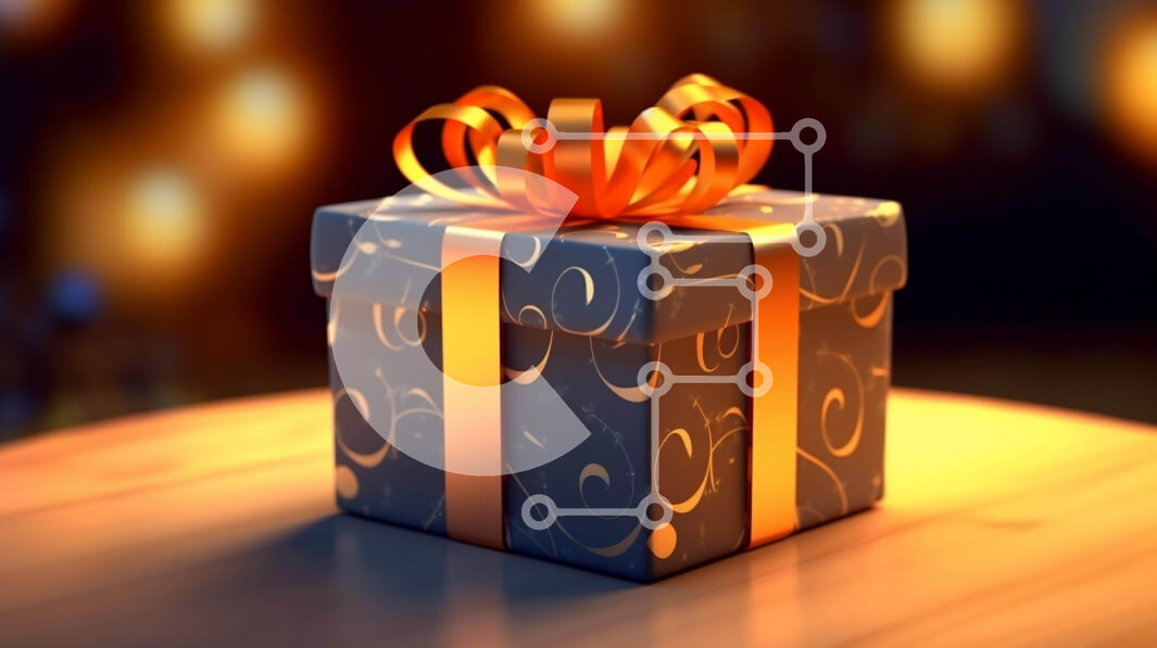 Intra Συλλεκτικό Ξύλινο Παζλ Plywood  4mm - Γκρι κουτί δώρου με πορτοκαλί κορδέλα σε ξύλινο τραπέζι Σε Ξύλινο Κουτί - Διαστάσεις Puzzle: 10x10 cm – 25 κομμάτια