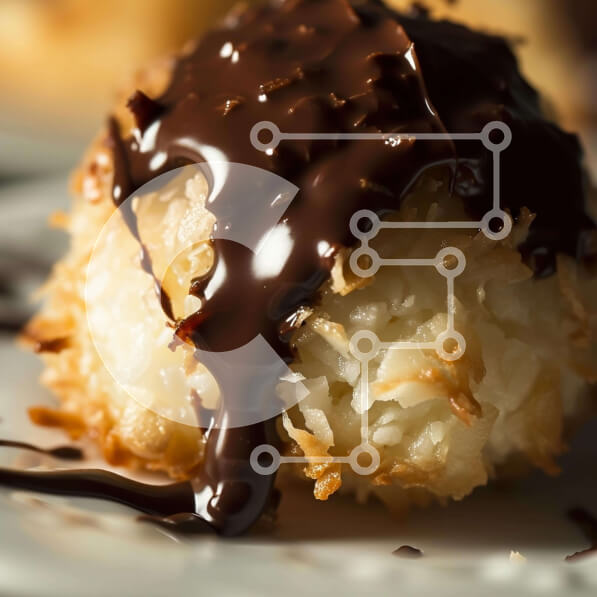 Σετ των 2 Intra Συλλεκτικό Ξύλινο Παζλ Plywood  4mm - Επιδόρπιο καρύδας καλυμμένο με σοκολάτα σε λευκό πιάτο Σε Ξύλινο Κουτί - Διαστάσεις: 10x10 cm – 25 κομμάτια