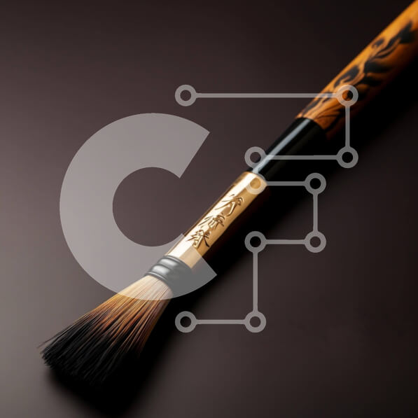 Σετ των 2 Intra Συλλεκτικό Ξύλινο Παζλ Plywood  4mm - Μαύρο και χρυσό πινέλο μακιγιάζ σε σκούρο φόντο Σε Ξύλινο Κουτί - Διαστάσεις: 10x10 cm – 25 κομμάτια